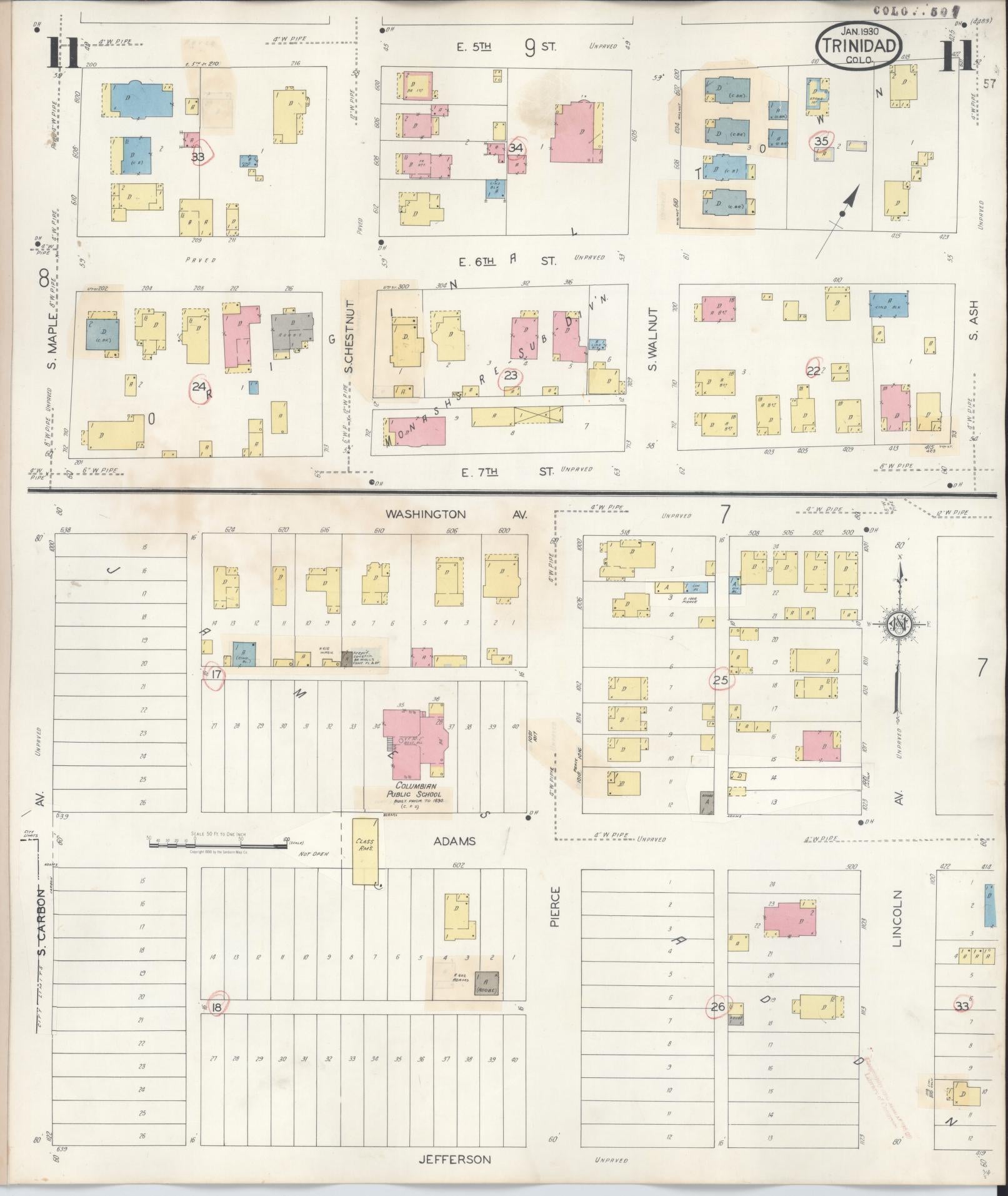 Sanborn Fire Insurance Map from Trinidad, Las Animas County, Colorado (1948), Sheet #0011 - Historic Sanborn Fire Insurance Map Print, vintage old map wall art, antique decor, genealogy gift, Colorado Colorado map