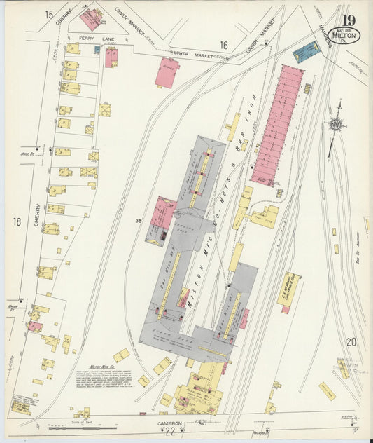 Sanborn Fire Insurance Map from Milton, Northumberland County, Pennsylvania (1913), Sheet #0019 - Historic Sanborn Fire Insurance Map Print, vintage old map wall art, antique decor, genealogy gift, Pennsylvania Pennsylvania map