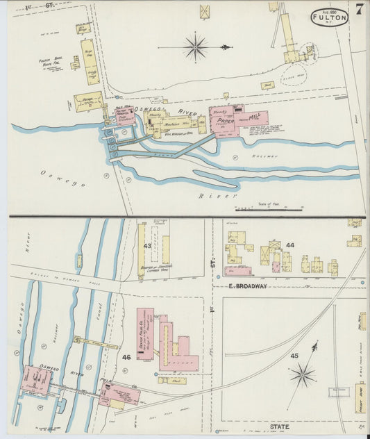 Sanborn Fire Insurance Map from Fulton, Oswego County, New York (1890), Sheet #0007 - Historic Sanborn Fire Insurance Map Print, vintage old map wall art, antique decor, genealogy gift, New York New York map