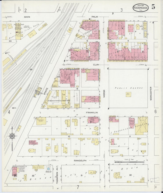 Sanborn Fire Insurance Map from Roodhouse, Greene County, Illinois (1914), Sheet #0005 - Historic Sanborn Fire Insurance Map Print, vintage old map wall art, antique decor, genealogy gift, Illinois Illinois map