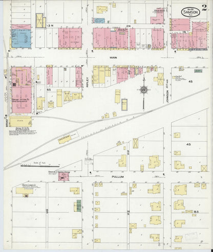 Sanborn Fire Insurance Map from Samson, Geneva County, Alabama (1910), Sheet #0002 - Complete Map Set gallery image, historic Sanborn map, vintage wall art, Alabama Alabama