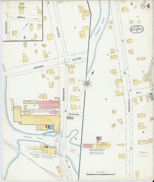 Sanborn Fire Insurance Map from Belmont, Allegany County, New York (1904), Sheet #0004 - Historic Sanborn Fire Insurance Map Print, vintage old map wall art, antique decor, genealogy gift, New York New York map