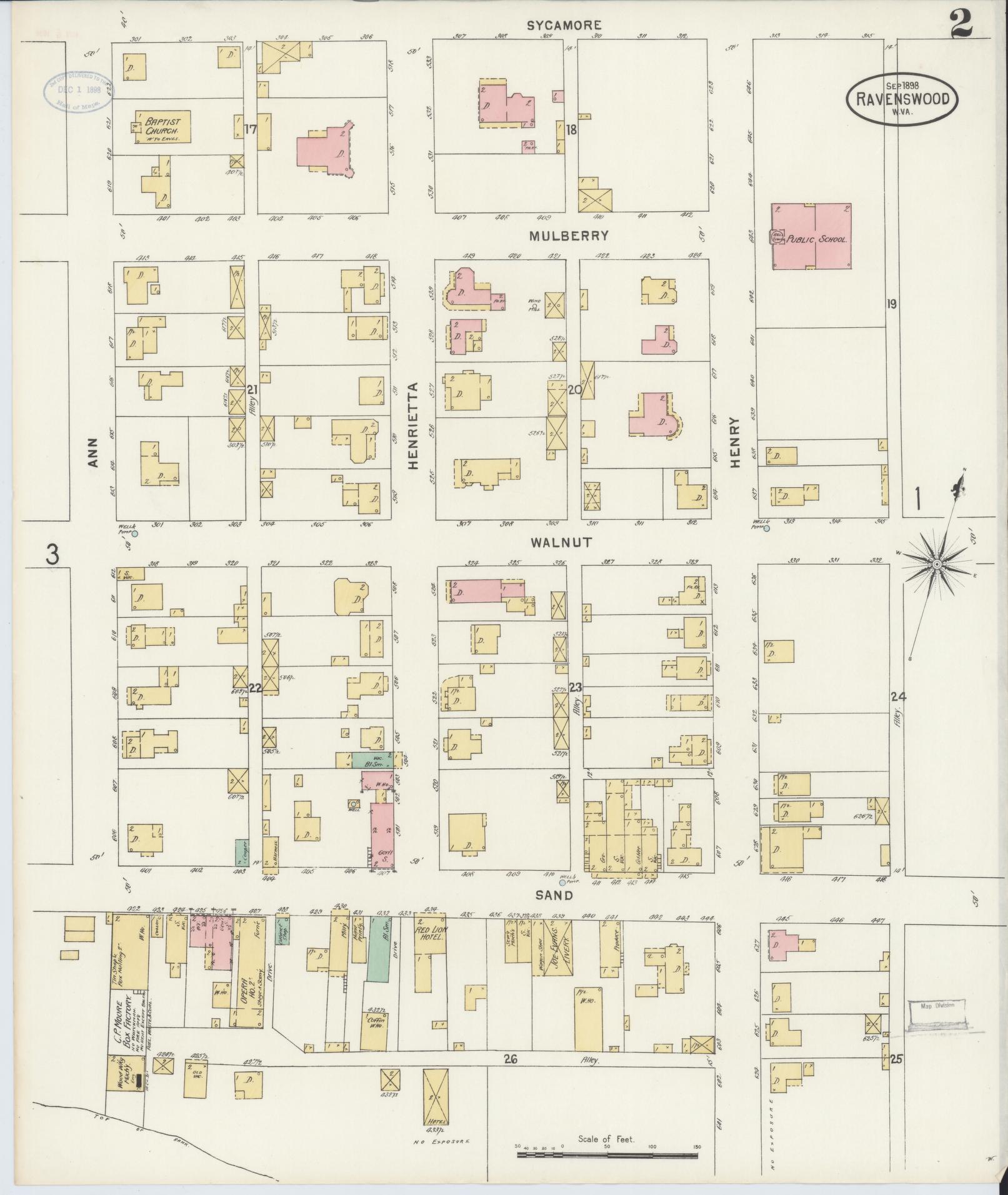Sanborn Fire Insurance Map from Ravenswood, Jackson County, West Virginia (1898), Sheet #0002 - Complete Map Set gallery image, historic Sanborn map, vintage wall art, West Virginia West Virginia