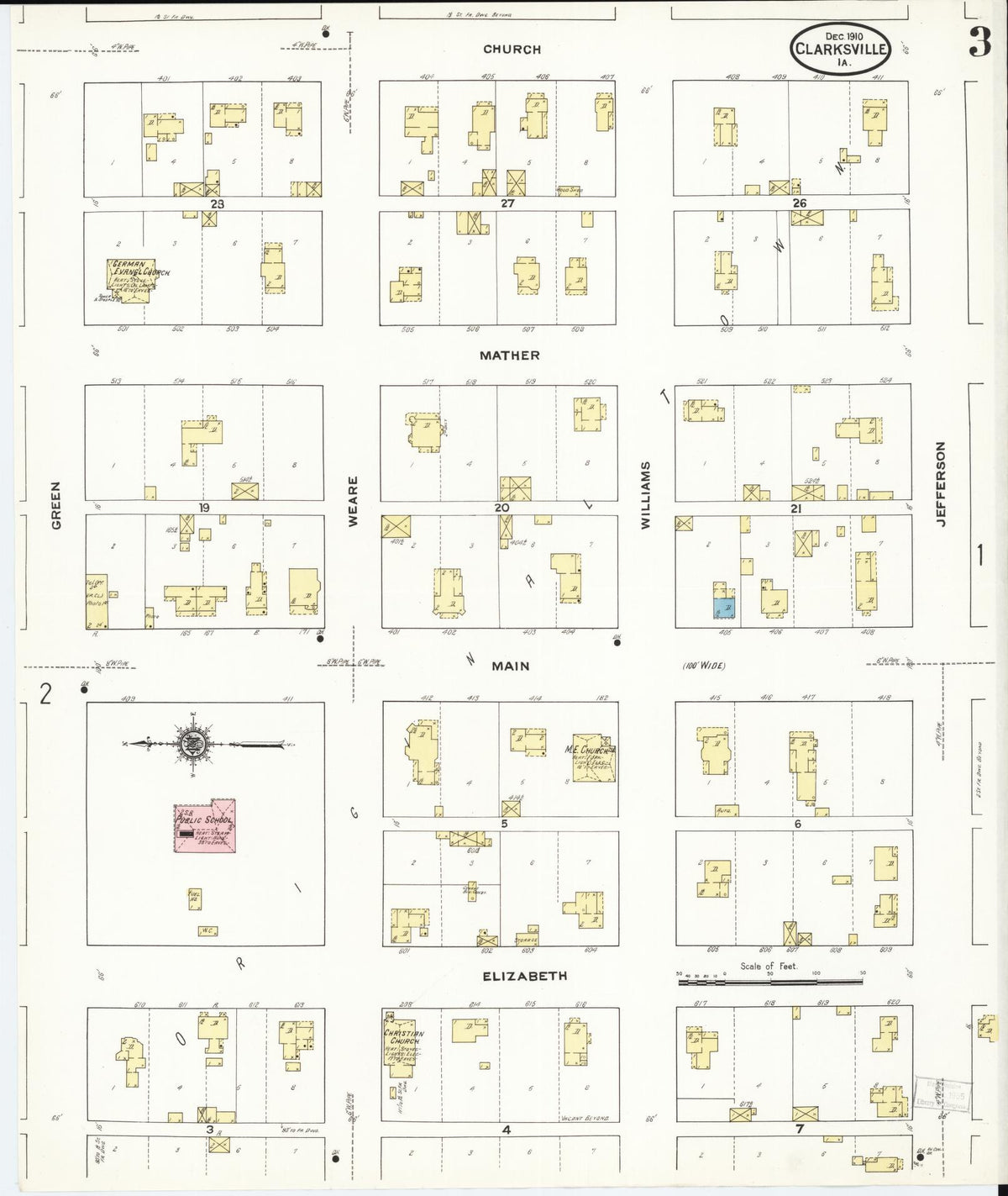 Sanborn Fire Insurance Map from Clarksville, Butler County, Iowa (1910), Sheet #0003 - Historic Sanborn Fire Insurance Map Print