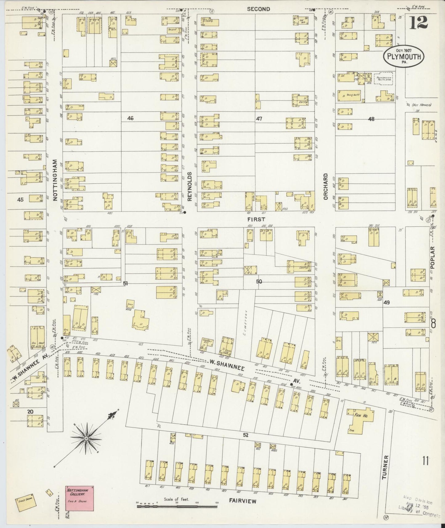 Sanborn Fire Insurance Map from Plymouth, Luzerne County, Pennsylvania (1907), Sheet #0012 - Complete Map Set gallery image, historic Sanborn map, vintage wall art, Pennsylvania Pennsylvania