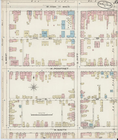 Sanborn Fire Insurance Map from Carlisle, Cumberland County, Pennsylvania (1885), Sheet #0006 - Complete Map Set gallery image, historic Sanborn map, vintage wall art, Pennsylvania Pennsylvania