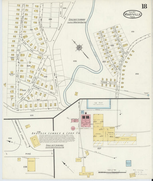 Sanborn Fire Insurance Map from Maryville, Blount County, Tennessee (1917), Sheet #0018 - Historic Sanborn Fire Insurance Map Print, vintage old map wall art, antique decor, genealogy gift, Tennessee Tennessee map