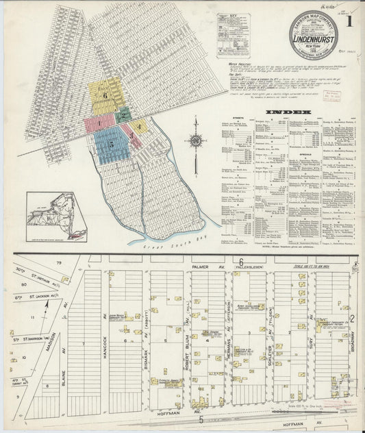 Sanborn Fire Insurance Map from Lindenhurst, Suffolk County, New York (1915), Sheet #0001 - Complete Map Set gallery image, historic Sanborn map, vintage wall art, New York New York