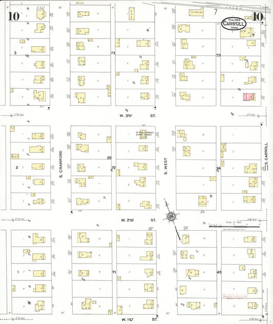 Sanborn Fire Insurance Map from Carroll, Carroll County, Iowa (1923), Sheet #0010 - Historic Sanborn Fire Insurance Map Print, vintage old map wall art