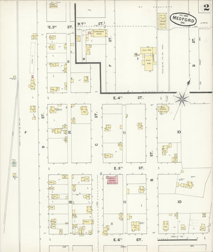 Sanborn Fire Insurance Map from Medford, Jackson County, Oregon (1890), Sheet #0002 - Complete Map Set gallery image, historic Sanborn map, vintage wall art, Oregon Oregon