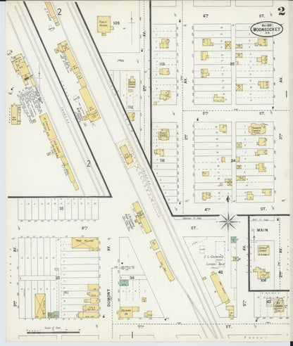 Sanborn Fire Insurance Map from Woonsocket, Sanborn County, South Dakota (1898), Sheet #0002 - Complete Map Set gallery image, historic Sanborn map, vintage wall art, South Dakota South Dakota