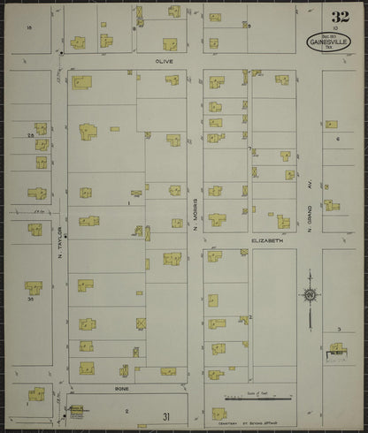 Sanborn Fire Insurance Map from Gainesville, Cooke County, Texas (1913), Sheet #0032 - Complete Map Set gallery image, historic Sanborn map, vintage wall art, Texas Texas
