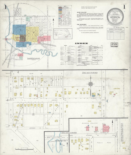 Sanborn Fire Insurance Map from Hebron, Thayer County, Nebraska. (1937) – Historic Sanborn Fire Insurance Map Print