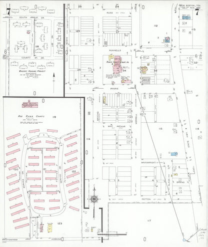 Sanborn Fire Insurance Map from New Boston, Bowie County, Texas (1952), Sheet #0007 - Complete Map Set gallery image, historic Sanborn map, vintage wall art, Texas Texas
