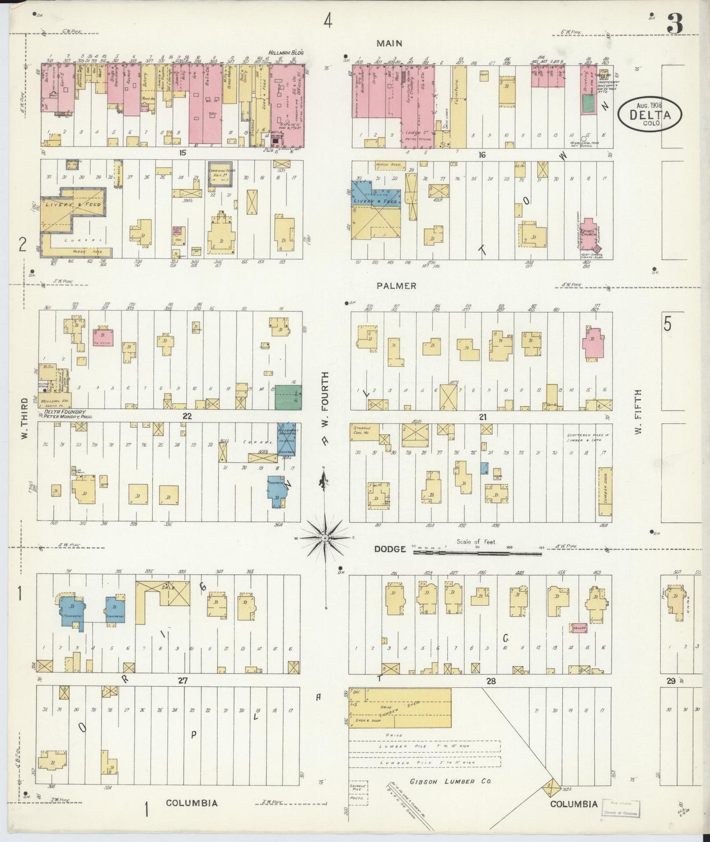 Sanborn Fire Insurance Map from Delta, Delta County, Colorado (1908), Sheet #0003 - Historic Sanborn Fire Insurance Map Print, vintage old map wall art, antique decor, genealogy gift, Colorado Colorado map