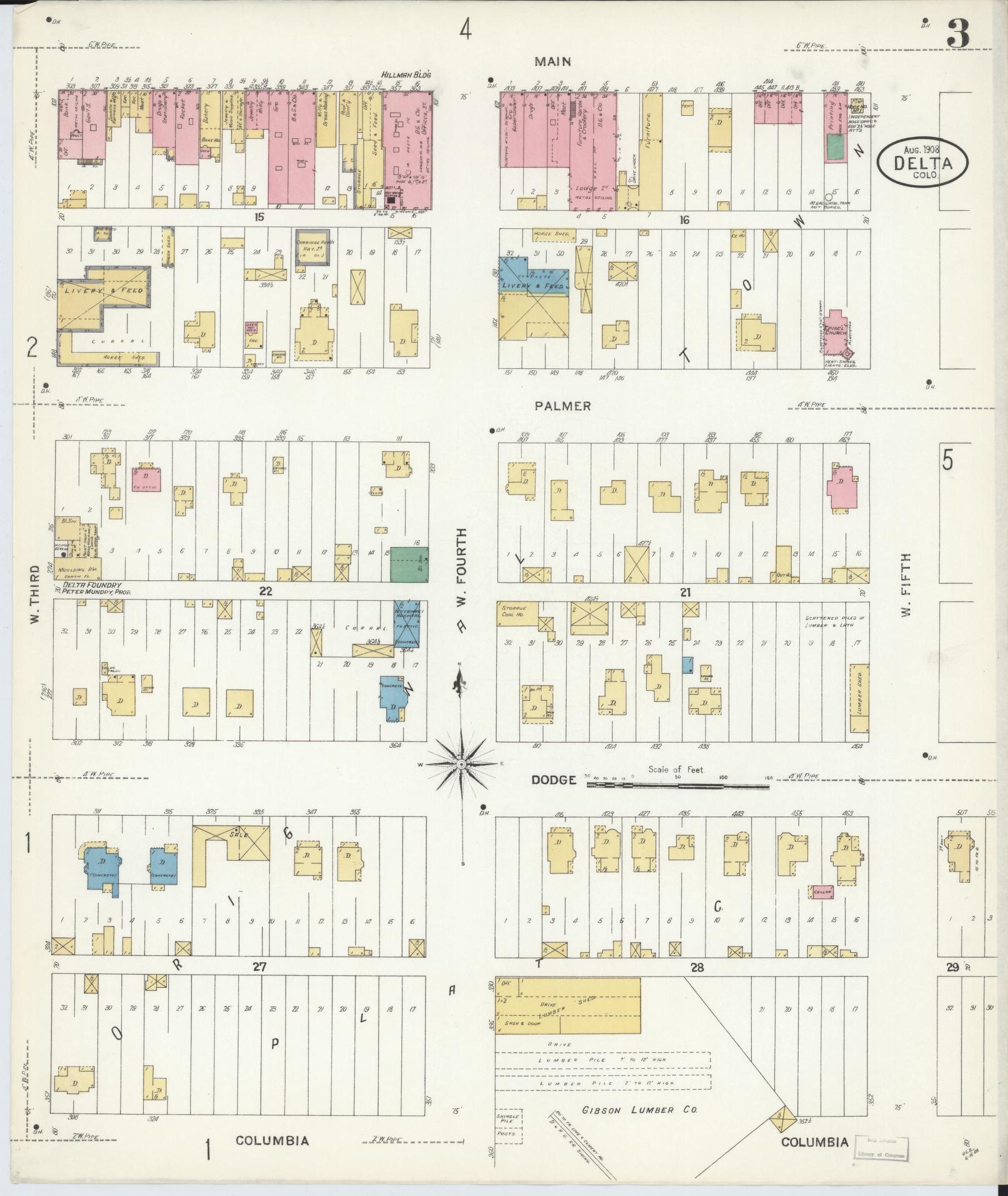 Sanborn Fire Insurance Map from Delta, Delta County, Colorado (1908), Sheet #0003 - Historic Sanborn Fire Insurance Map Print, vintage old map wall art, antique decor, genealogy gift, Colorado Colorado map