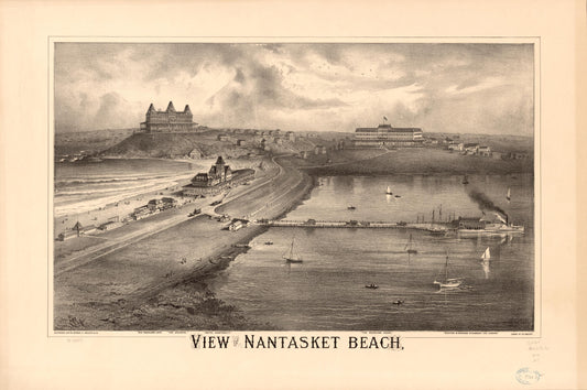 View of Nantasket Beach. (1879) – Historic Bird’s-Eye View Panorama Print