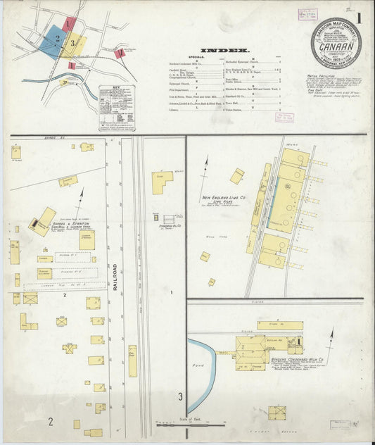 Sanborn Fire Insurance Map from Canaan, Litchfield County, Connecticut (1909), Sheet #0001 - Complete Map Set gallery image, historic Sanborn map, vintage wall art, Connecticut Connecticut