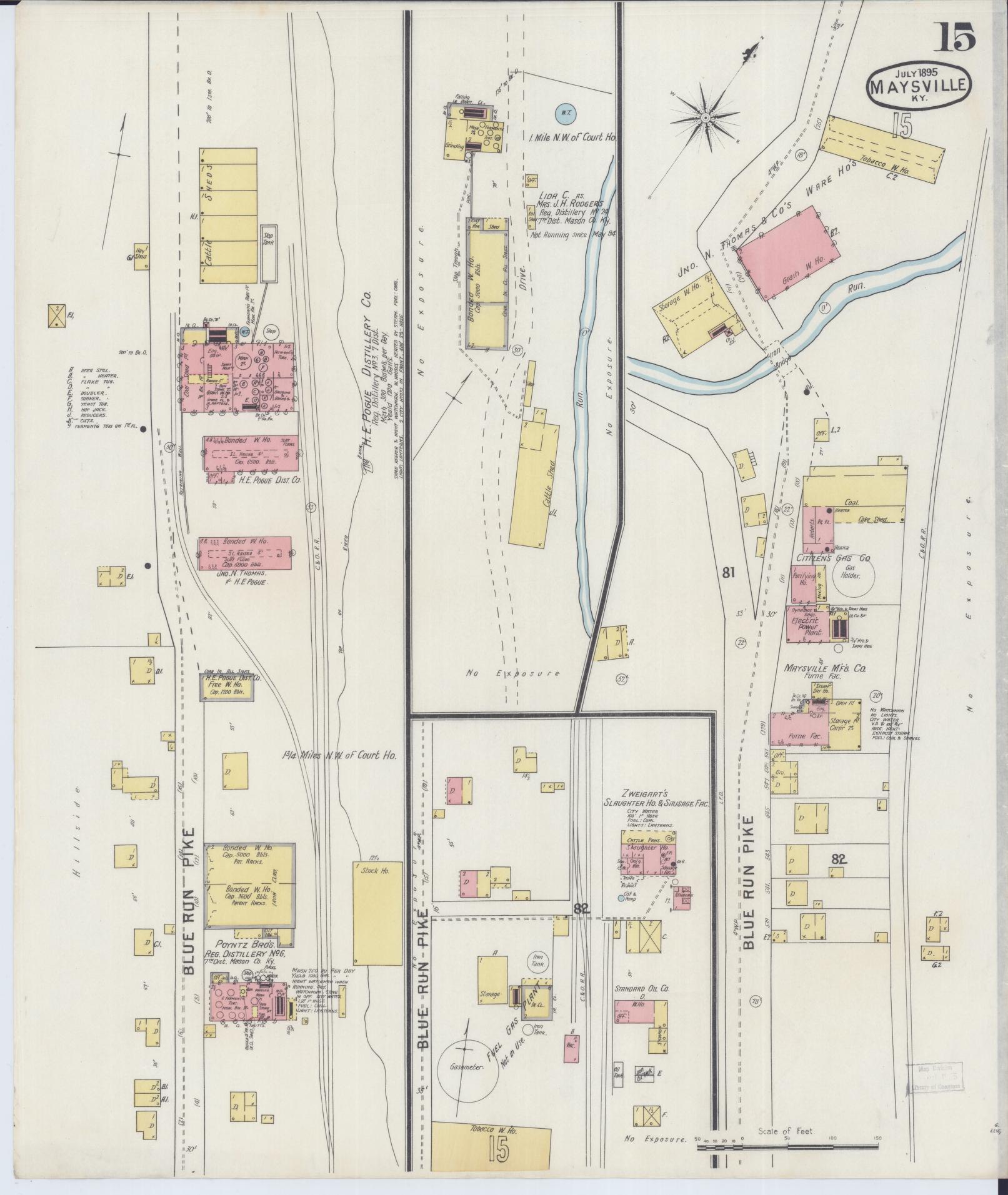 Sanborn Fire Insurance Map from Maysville, Mason County, Kentucky (1895), Sheet #0015 - Historic Sanborn Fire Insurance Map Print, vintage old map wall art, antique decor, genealogy gift, Kentucky Kentucky map