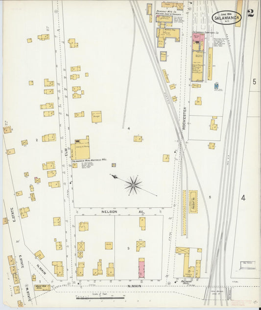 Sanborn Fire Insurance Map from Salamanca, Cattaraugus County, New York (1904), Sheet #0002 - Historic Sanborn Fire Insurance Map Print, vintage old map wall art, antique decor, genealogy gift, New York New York map