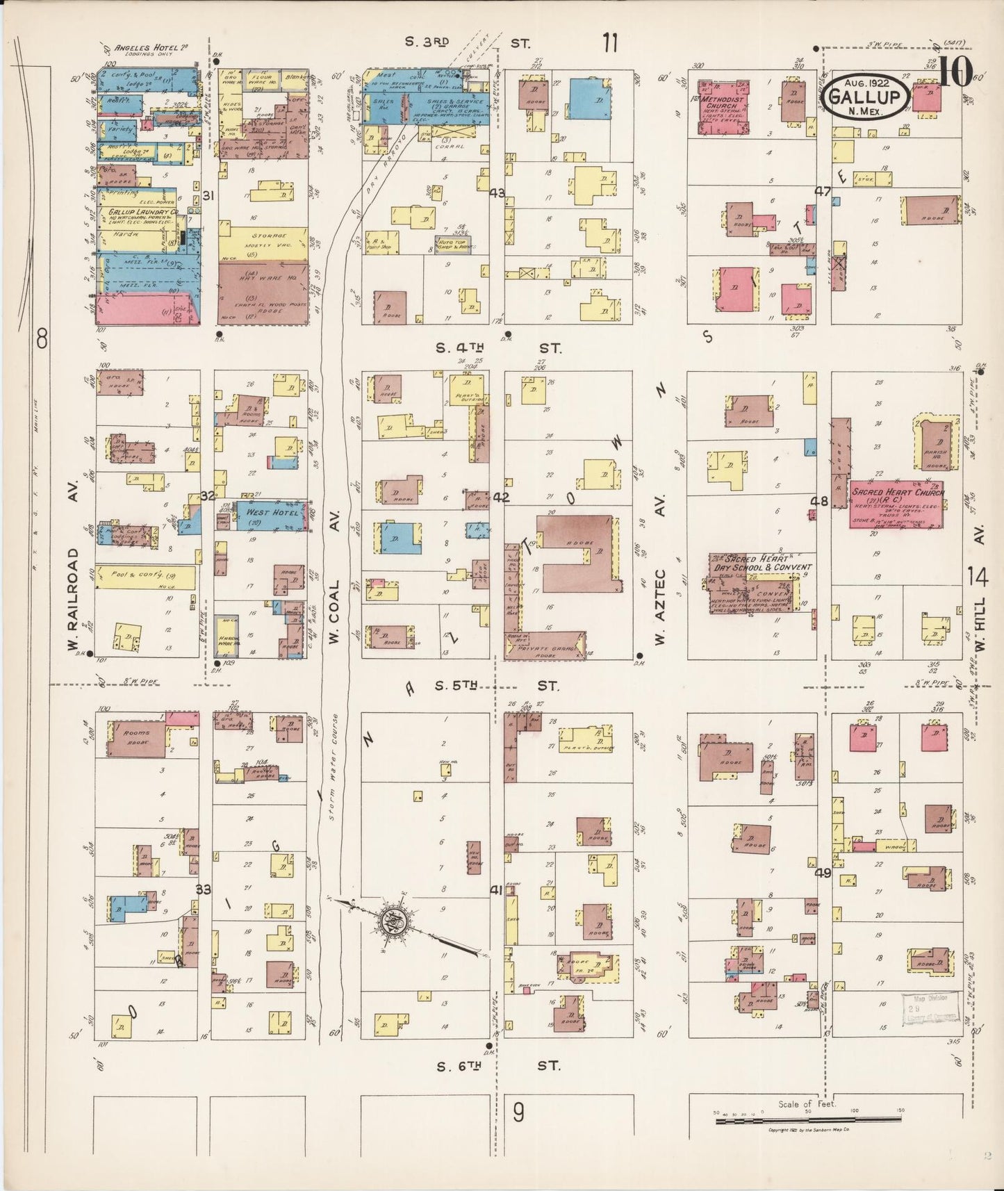 Sanborn Fire Insurance Map from Gallup, Mckinley County, New Mexico (1922), Sheet #0010 - Complete Map Set gallery image, historic Sanborn map, vintage wall art, New Mexico New Mexico