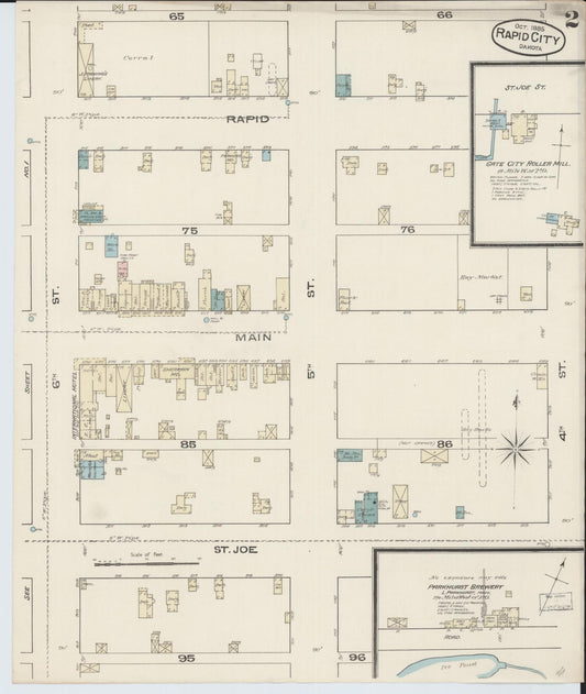 Sanborn Fire Insurance Map from Rapid City, Pennington County, South Dakota (1885), Sheet #0002 - Historic Sanborn Fire Insurance Map Print, vintage old map wall art, antique decor, genealogy gift, South Dakota South Dakota map