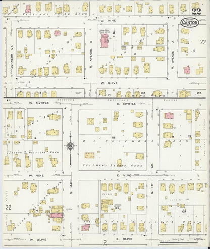 Sanborn Fire Insurance Map from Canton, Fulton County, Illinois (1917), Sheet #0022 - Complete Map Set gallery image, historic Sanborn map, vintage wall art, Illinois Illinois