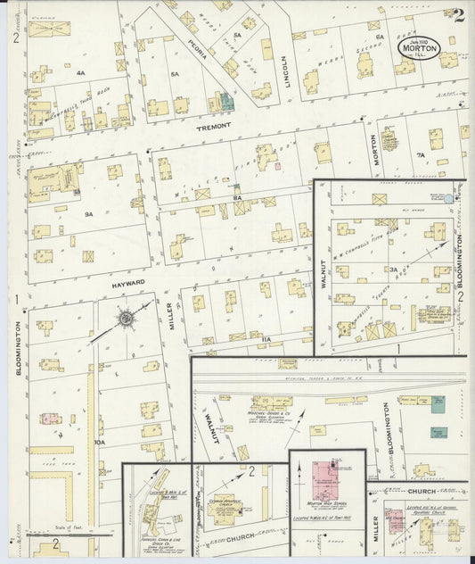 Sanborn Fire Insurance Map from Morton, Tazewell County, Illinois (1910), Sheet #0002 - Historic Sanborn Fire Insurance Map Print, vintage old map wall art, antique decor, genealogy gift, Illinois Illinois map