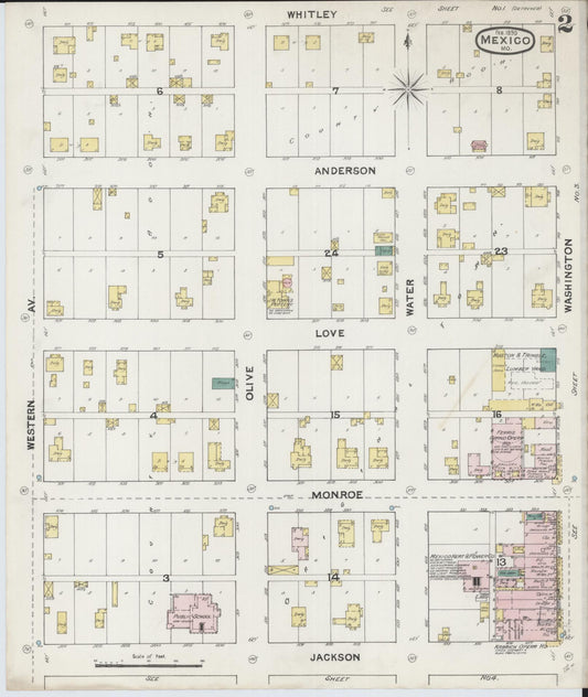 Sanborn Fire Insurance Map from Mexico, Audrain County, Missouri (1890), Sheet #0002 - Historic Sanborn Fire Insurance Map Print, vintage old map wall art, antique decor, genealogy gift, Missouri Missouri map