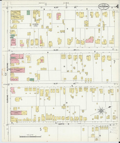 Sanborn Fire Insurance Map from Richmond, Madison County, Kentucky (1901), Sheet #0004 - Complete Map Set gallery image, historic Sanborn map, vintage wall art, Kentucky Kentucky