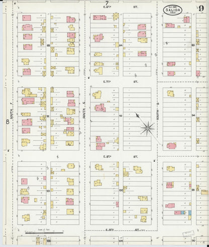 Sanborn Fire Insurance Map from Salida, Chaffee County, Colorado (1904), Sheet #0009 - Complete Map Set gallery image, historic Sanborn map, vintage wall art, Colorado Colorado