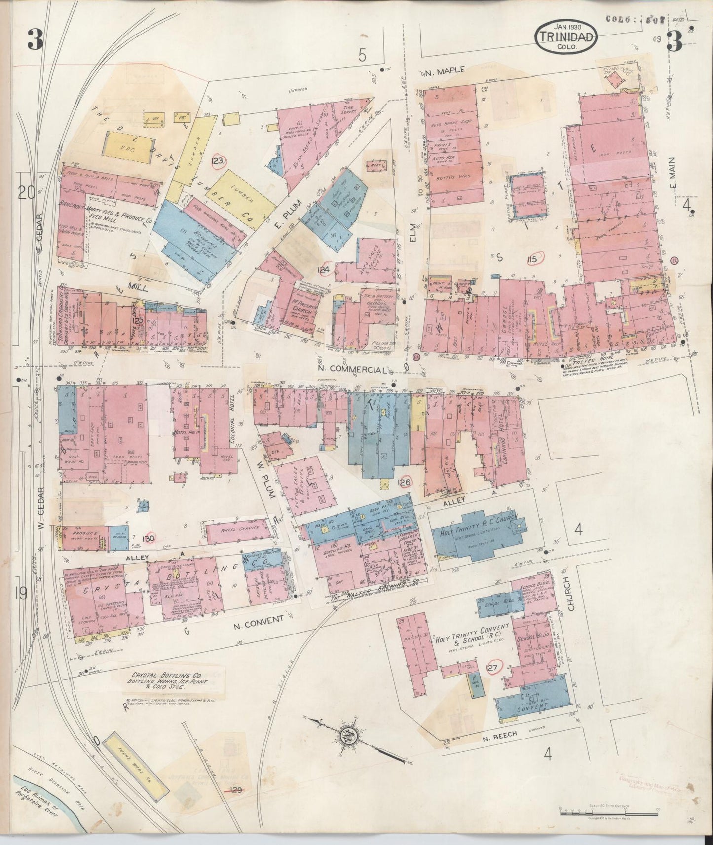 Sanborn Fire Insurance Map from Trinidad, Las Animas County, Colorado (1948), Sheet #0003 - Historic Sanborn Fire Insurance Map Print, vintage old map wall art, antique decor, genealogy gift, Colorado Colorado map