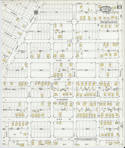 Sanborn Fire Insurance Map from Cisco, Eastland County, Texas (1920), Sheet #0013 - Complete Map Set gallery image, historic Sanborn map, vintage wall art, Texas Texas