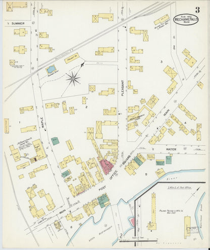 Sanborn Fire Insurance Map from Mechanic Falls, Androscoggin County, Maine (1907), Sheet #0003 - Complete Map Set gallery image, historic Sanborn map, vintage wall art, Maine Maine