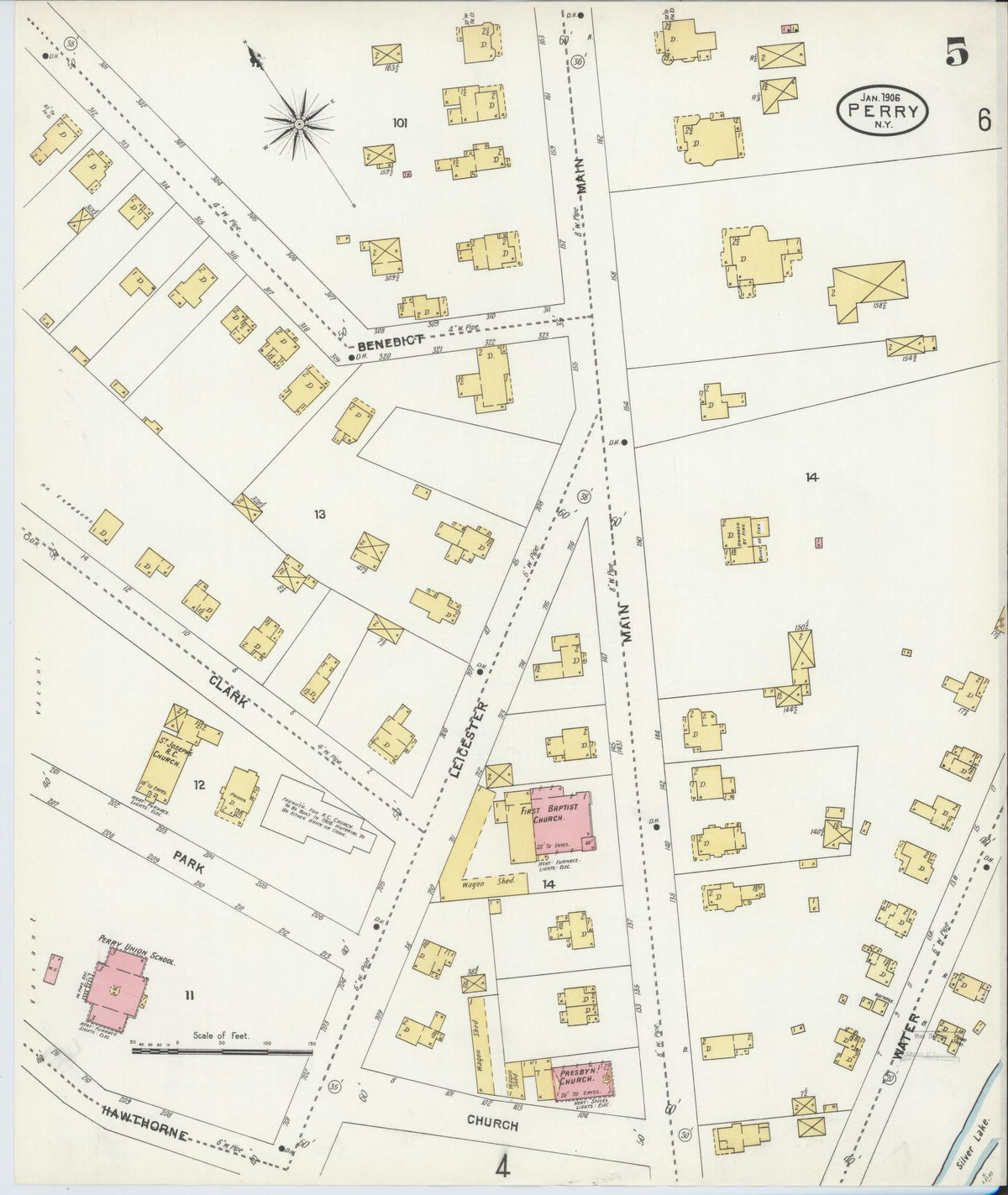 Sanborn Fire Insurance Map from Perry, Wyoming County, New York (1906), Sheet #0005 - Complete Map Set gallery image, historic Sanborn map, vintage wall art, Perry Wyoming