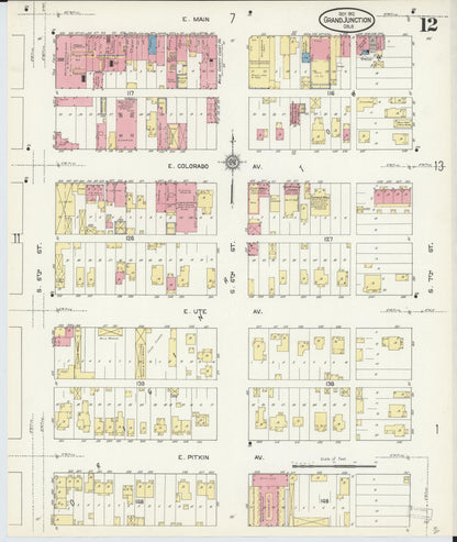 Sanborn Fire Insurance Map from Grand Junction, Mesa County, Colorado (1912), Sheet #0012 - Complete Map Set gallery image, historic Sanborn map, vintage wall art, Colorado Colorado