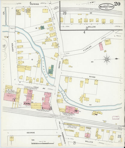Sanborn Fire Insurance Map from Morristown, Morris County, New Jersey (1909), Sheet #0020 - Complete Map Set gallery image, historic Sanborn map, vintage wall art, New Jersey New Jersey