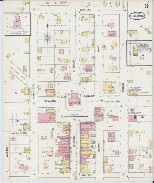 Sanborn Fire Insurance Map from Hillsboro, Montgomery County, Illinois (1893), Sheet #0003 - Historic Sanborn Fire Insurance Map Print, vintage old map wall art, antique decor, genealogy gift, Illinois Illinois map