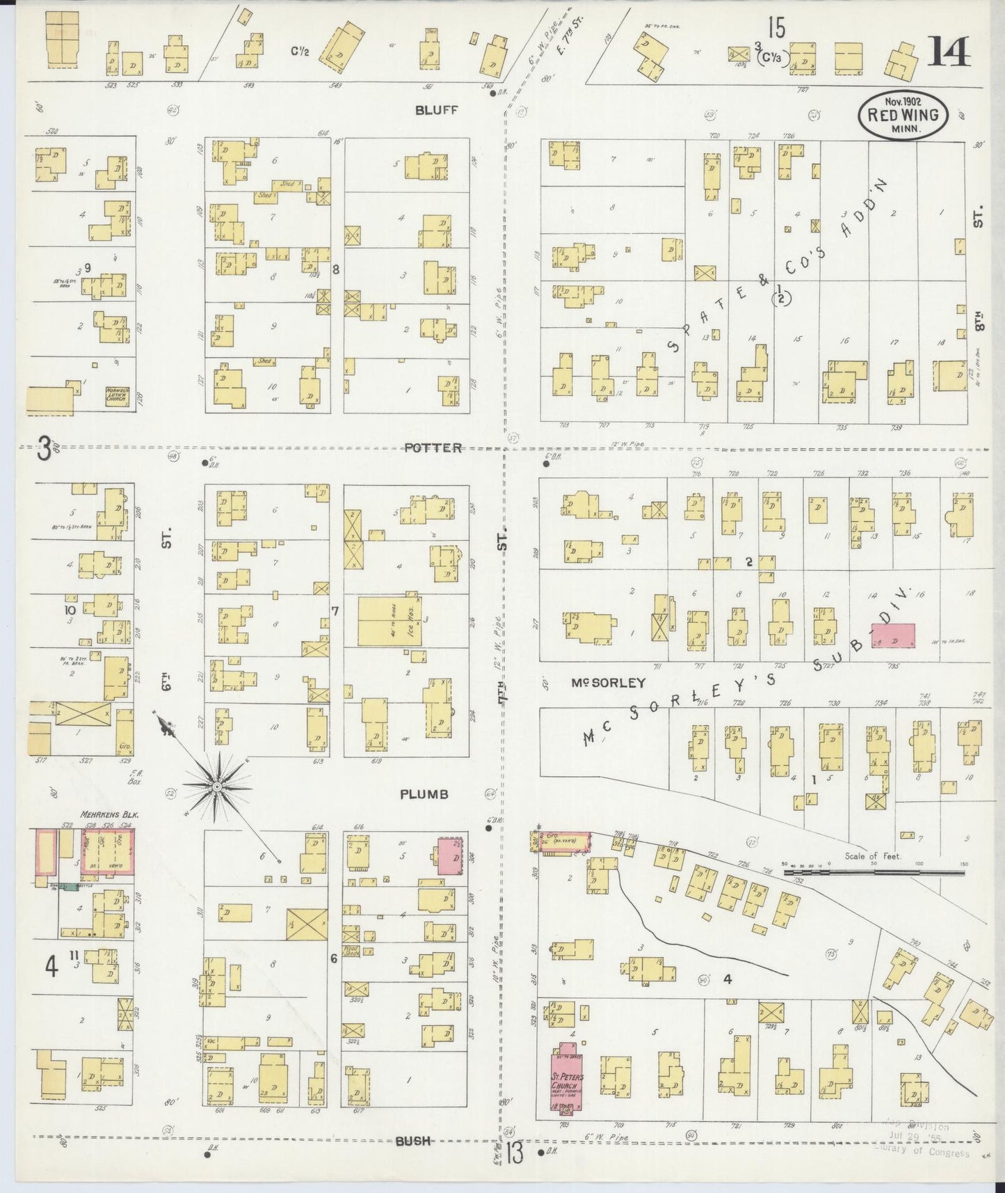 Sanborn Fire Insurance Map from Red Wing, Goodhue County, Minnesota (1902), Sheet #0014 - Complete Map Set gallery image, historic Sanborn map, vintage wall art, Minnesota Minnesota