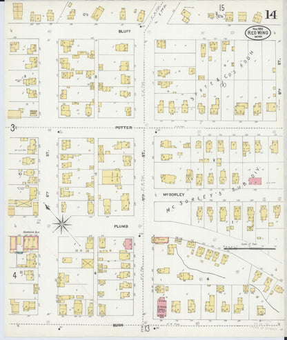 Sanborn Fire Insurance Map from Red Wing, Goodhue County, Minnesota (1902), Sheet #0014 - Complete Map Set gallery image, historic Sanborn map, vintage wall art, Minnesota Minnesota