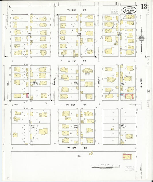 Sanborn Fire Insurance Map from Galena, Cherokee County, Kansas (1918), Sheet #0013 - Historic Sanborn Fire Insurance Map Print, vintage old map wall art, antique decor, genealogy gift, Kansas Kansas map