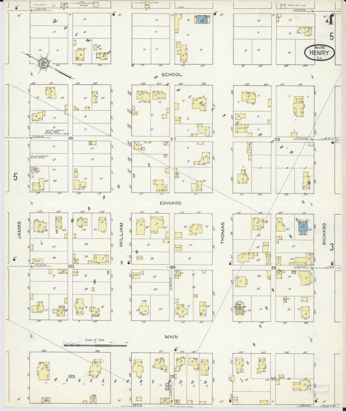 Sanborn Fire Insurance Map from Henry, Marshall County, Illinois (1913), Sheet #0004 - Complete Map Set gallery image, historic Sanborn map, vintage wall art, Illinois Illinois