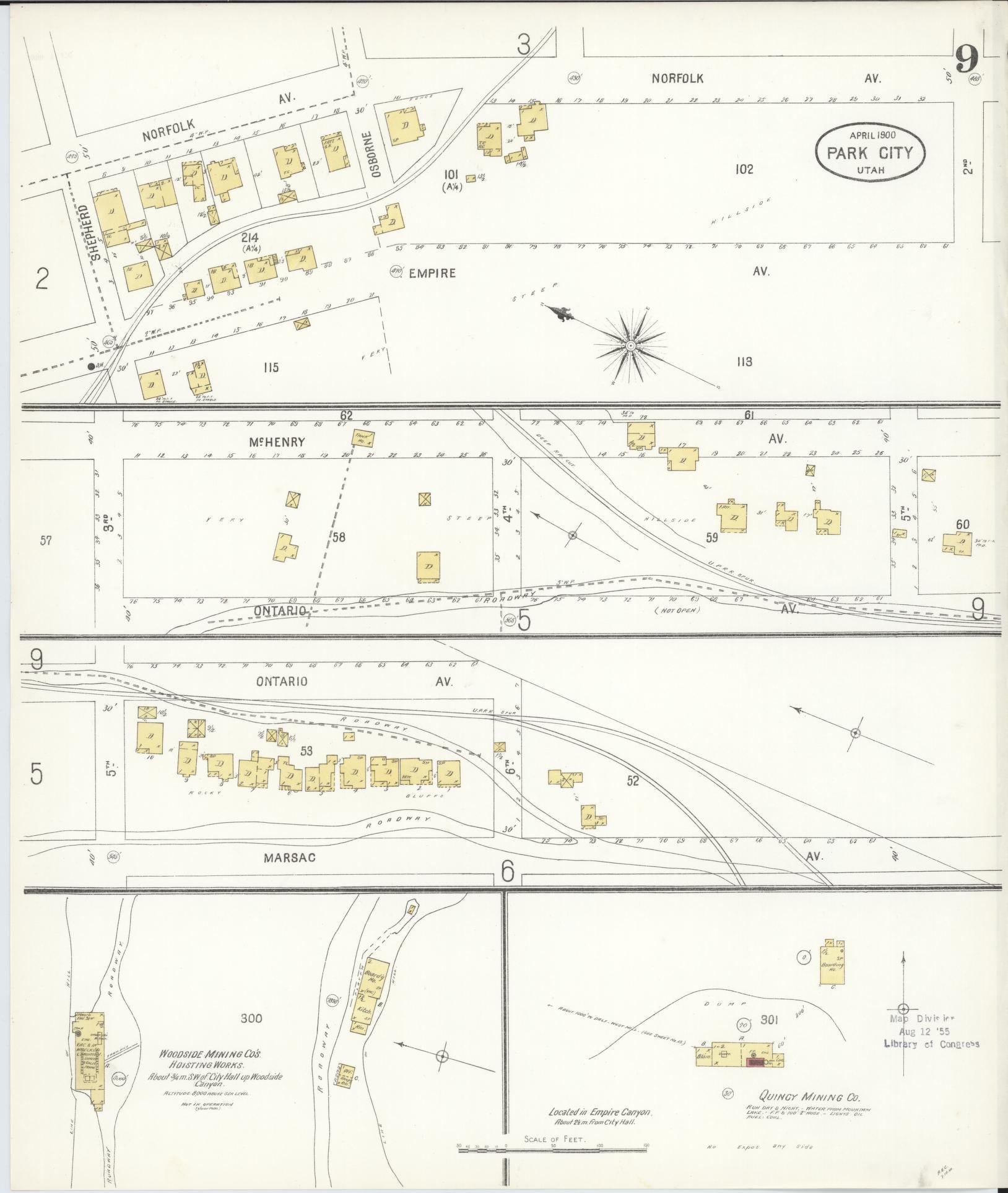 Sanborn Fire Insurance Map from Park City, Summit County, Utah (1900), Sheet #0009 - Complete Map Set gallery image, historic Sanborn map, vintage wall art, Utah Utah