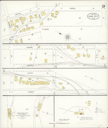 Sanborn Fire Insurance Map from Park City, Summit County, Utah (1900), Sheet #0009 - Complete Map Set gallery image, historic Sanborn map, vintage wall art, Utah Utah