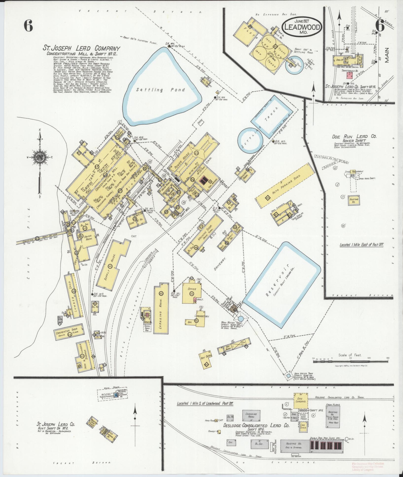 Sanborn Fire Insurance Map from Leadwood, Saint Francois County, Missouri (1927), Sheet #0006 - Complete Map Set gallery image, historic Sanborn map, vintage wall art, Missouri Missouri