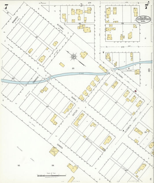 Sanborn Fire Insurance Map from Cosmopolis, Grays Harbor County, Washington (1926), Sheet #0007 - Historic Sanborn Fire Insurance Map Print, vintage old map wall art, antique decor, genealogy gift, Washington Washington map