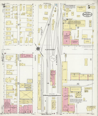 Sanborn Fire Insurance Map from Greenville, Washington County, Mississippi (1925), Sheet #0005 - Complete Map Set gallery image, historic Sanborn map, vintage wall art, Mississippi Mississippi