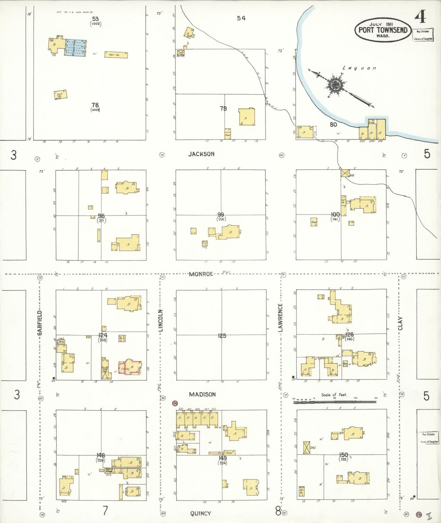Sanborn Fire Insurance Map from Port Townsend, Jefferson County, Washington (1911), Sheet #0004 - Complete Map Set gallery image, historic Sanborn map, vintage wall art, Washington Washington