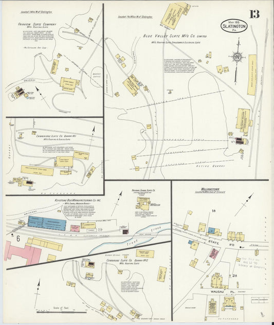 Sanborn Fire Insurance Map from Slatington, Lehigh County, Pennsylvania (1913), Sheet #0013 - Historic Sanborn Fire Insurance Map Print, vintage old map wall art, antique decor, genealogy gift, Pennsylvania Pennsylvania map