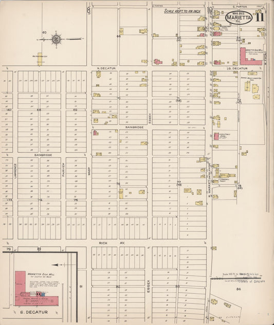 Sanborn Fire Insurance Map from Marietta, Lancaster County, Pennsylvania (1922), Sheet #0011 - Historic Sanborn Fire Insurance Map Print, vintage old map wall art, antique decor, genealogy gift, Pennsylvania Pennsylvania map